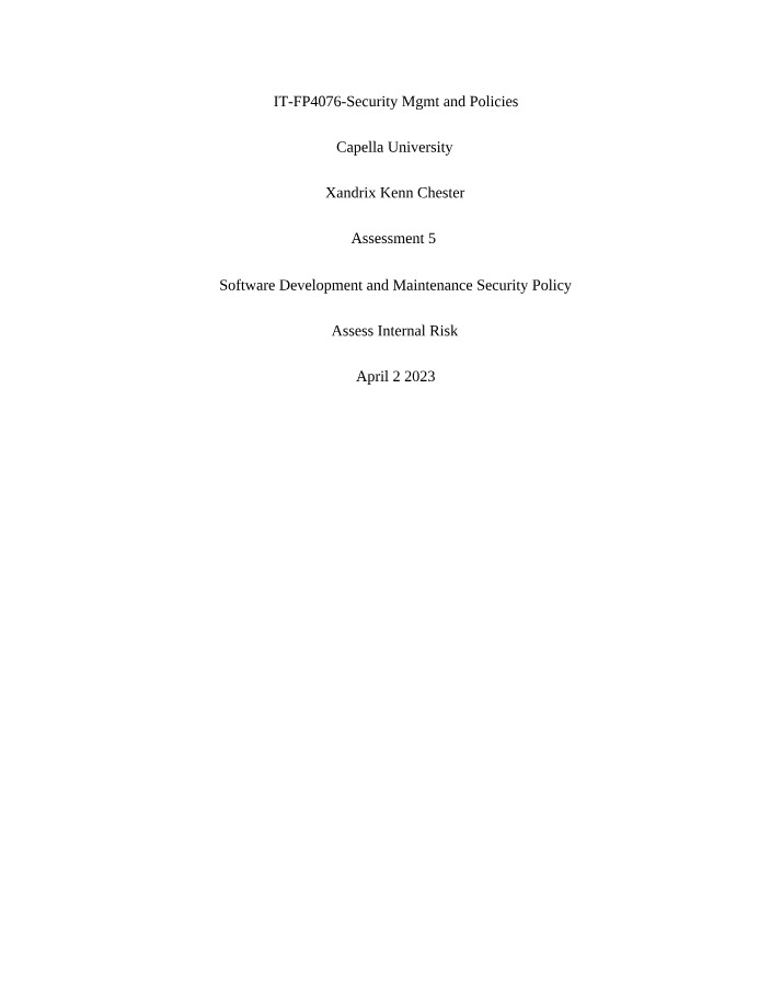 Security Policy for Software Development and Maintenance