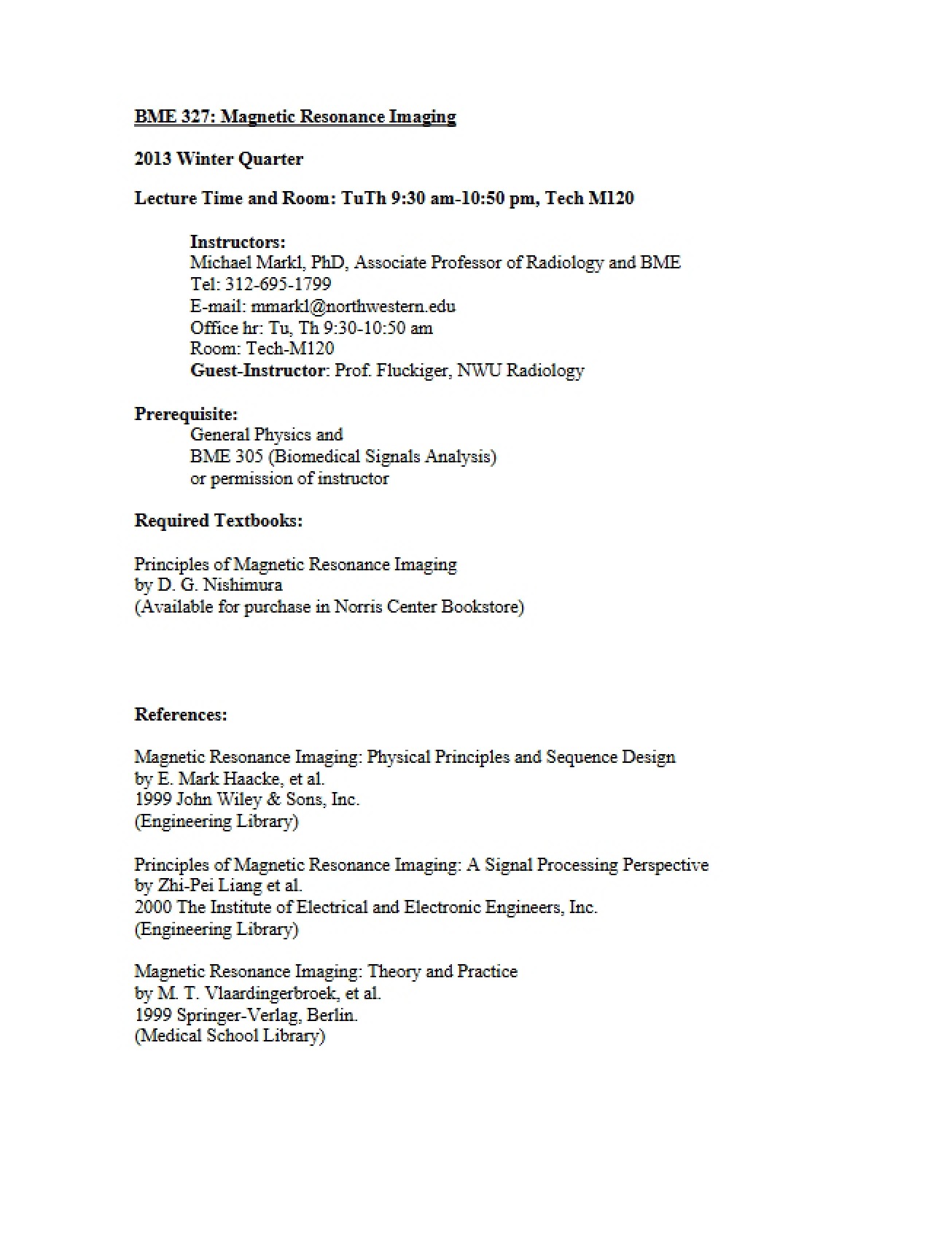 MRI Syllabus