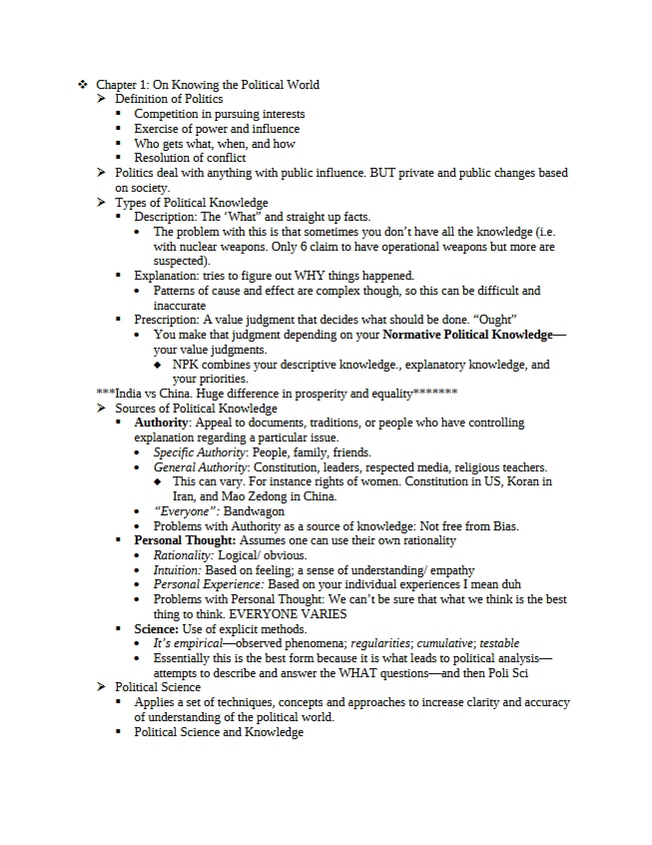Knowing the Political World Chapter 1