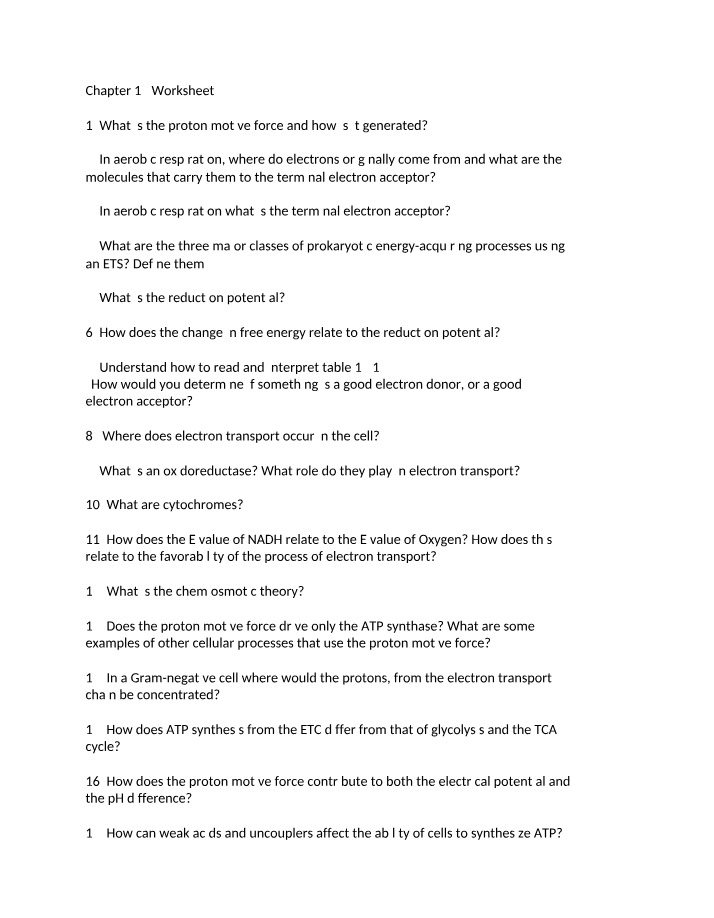 Worksheet for Chapter 14