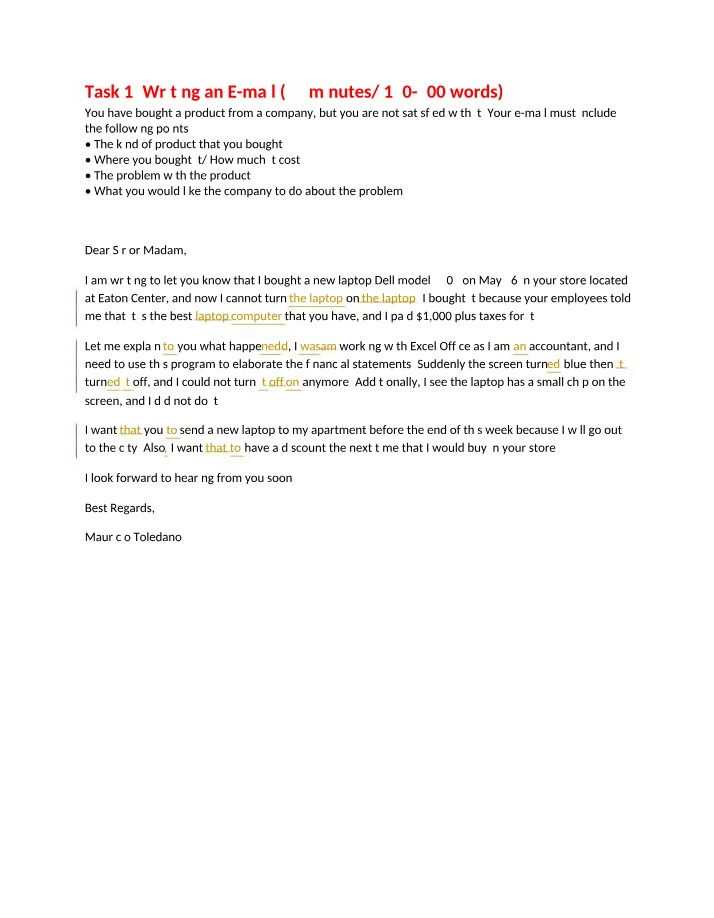 Writing an E-mail - Celpip Task 1
