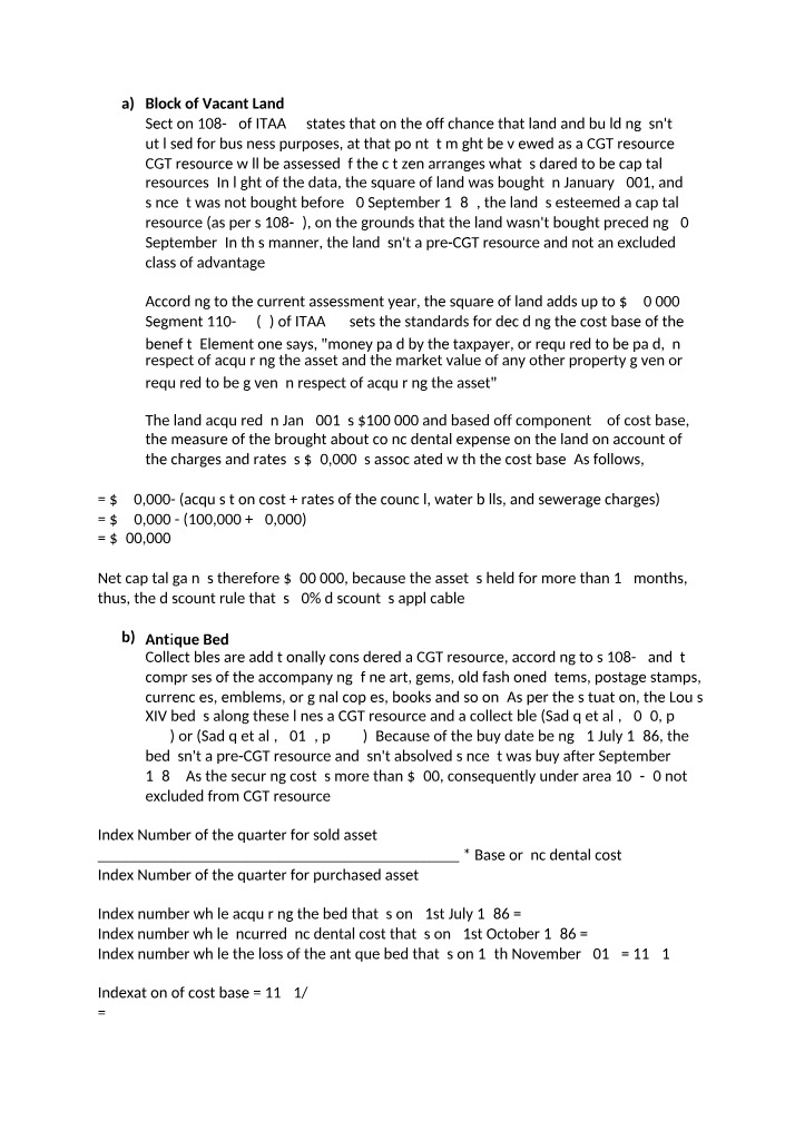 Analysis of CGT Assets