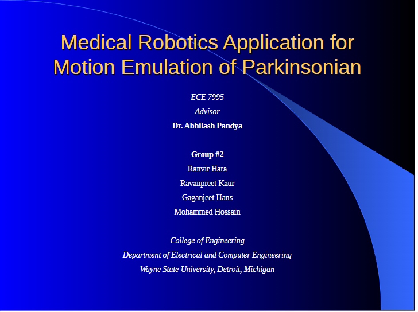 Parkinsonian Motion Emulation Medical Robotics