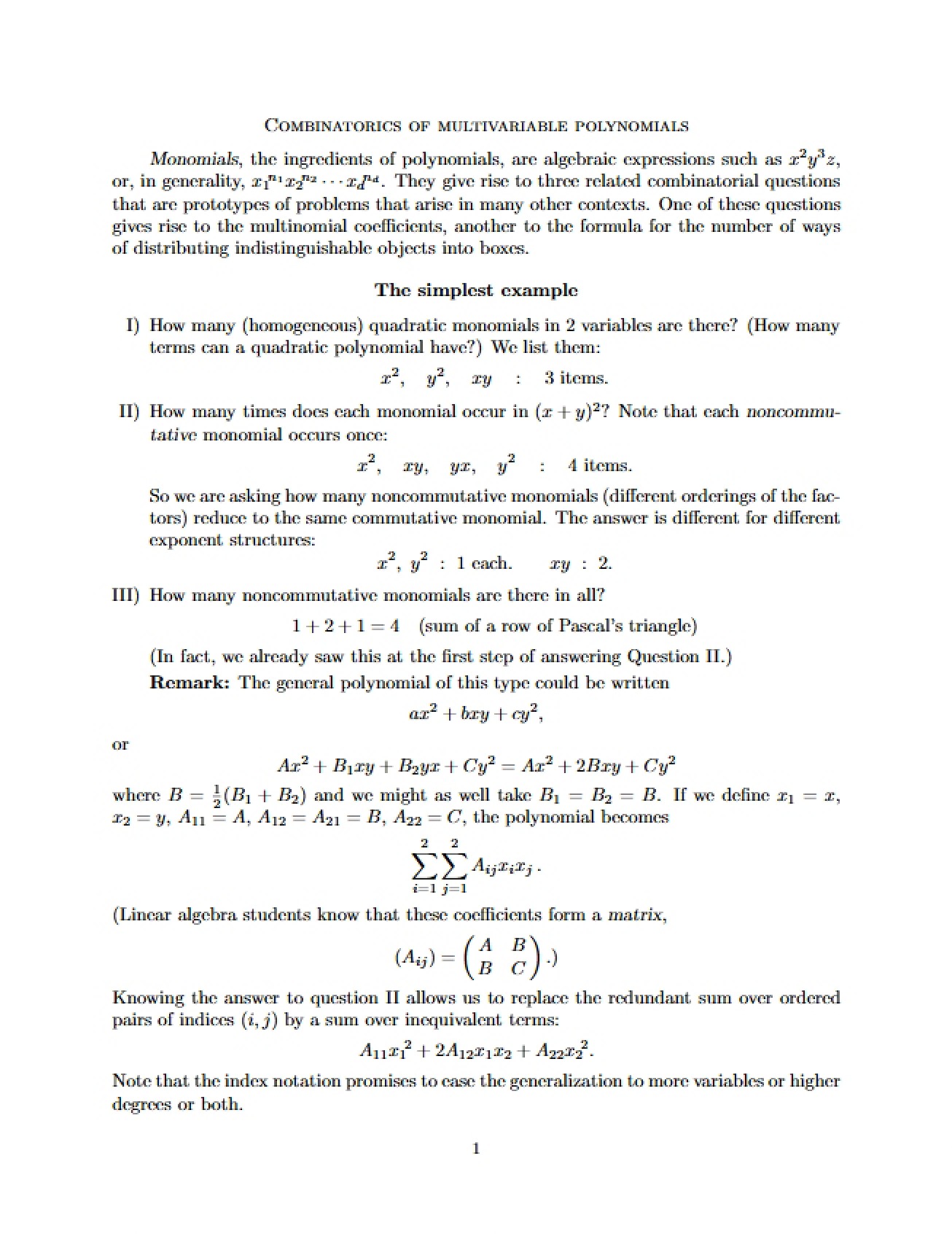 Study of Polynomials