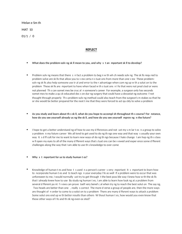 HUM201 Week 2 Reflection