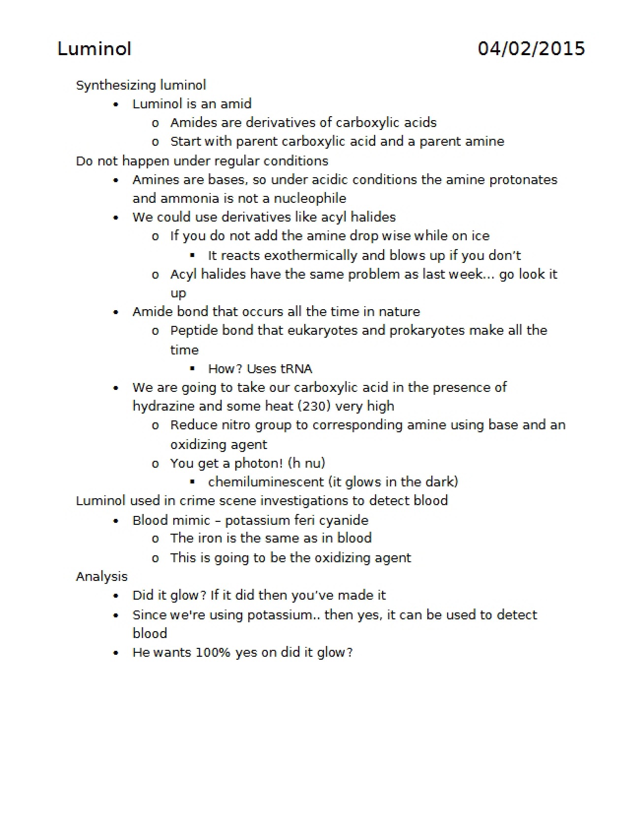 Luminol Synthesis