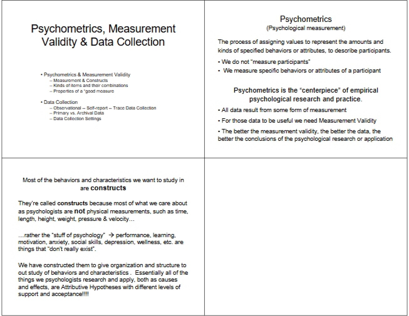 Data Collection, Validity, and Psychometrics