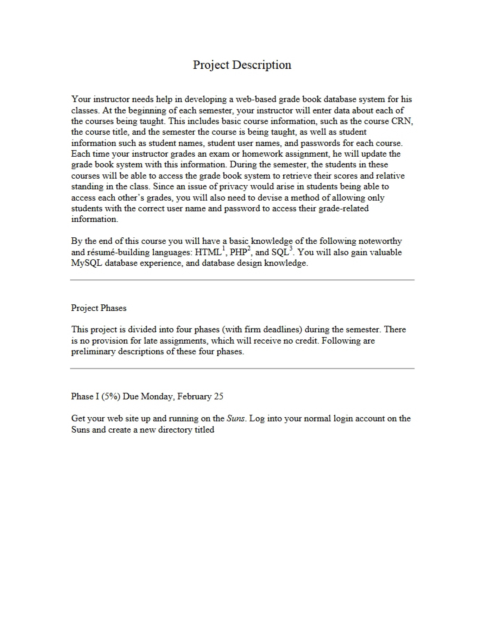 Database Systems Project Description