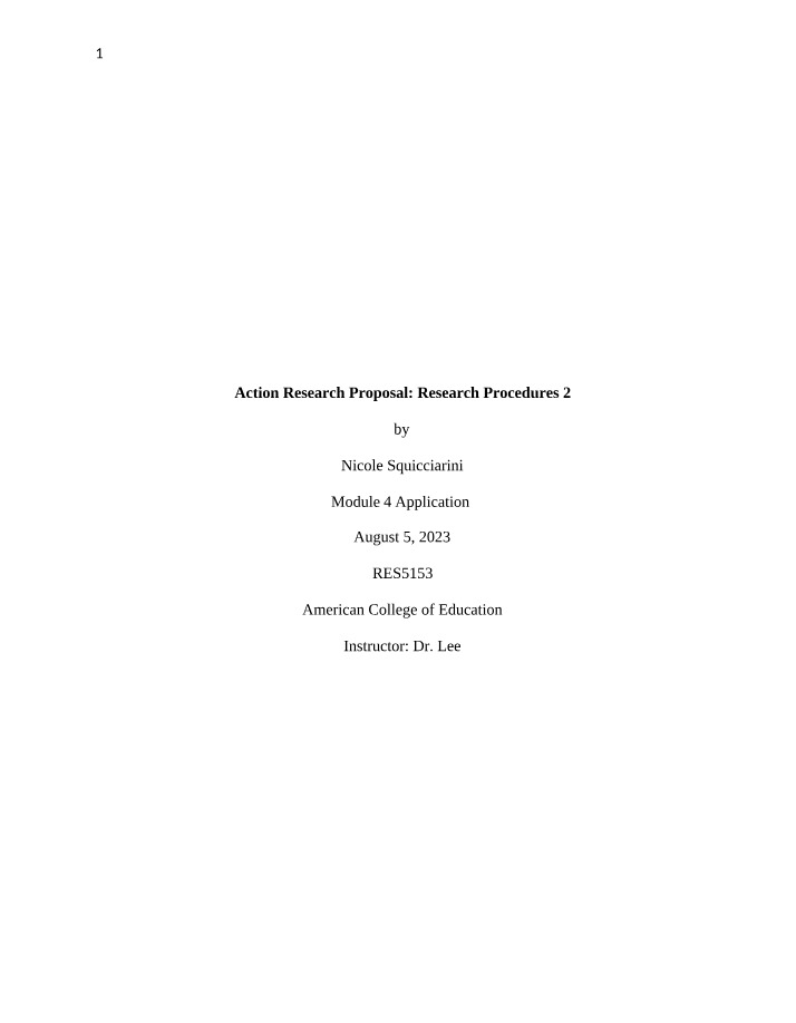 Action Research Proposal for Module 4