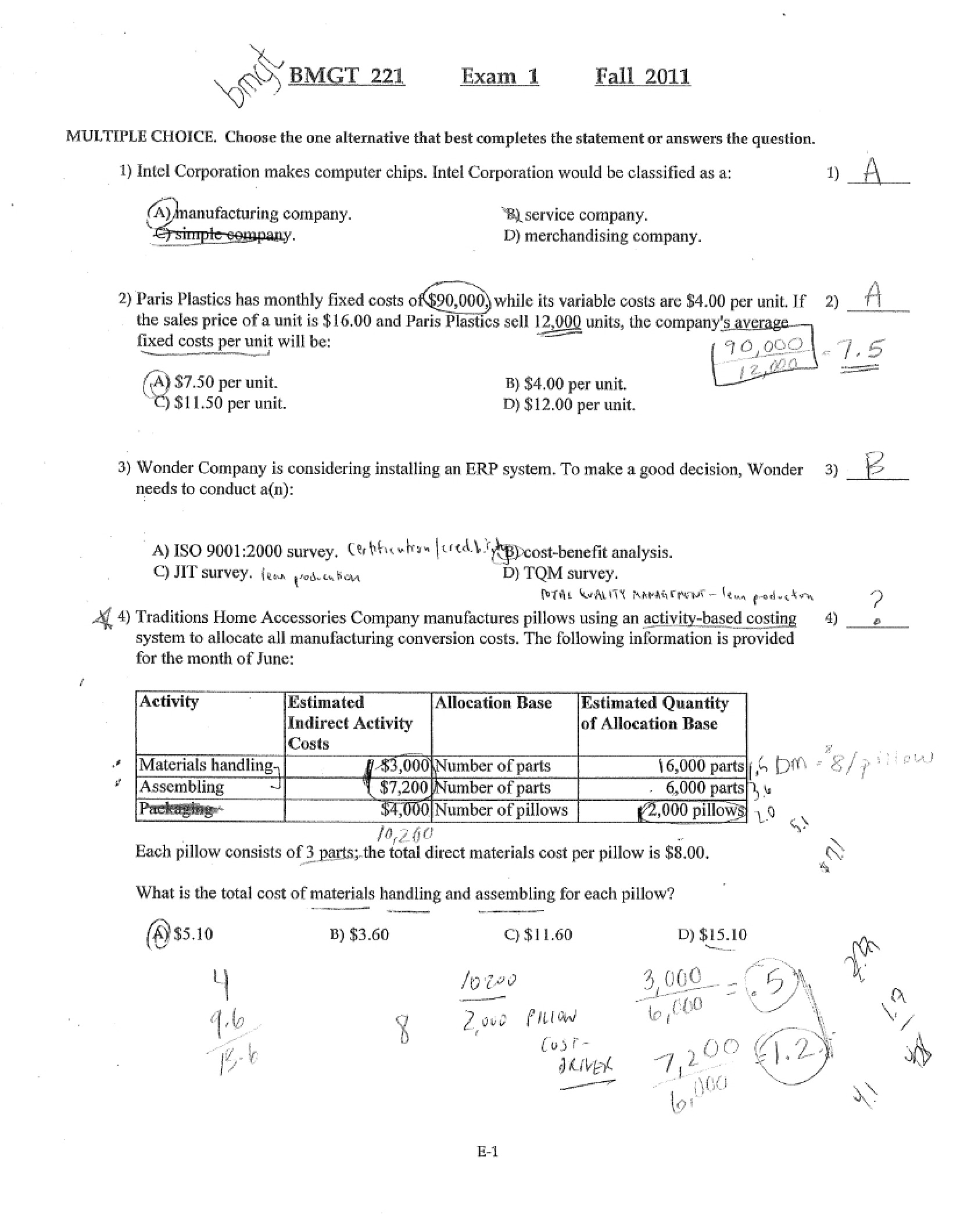 Accounting II Exam 1