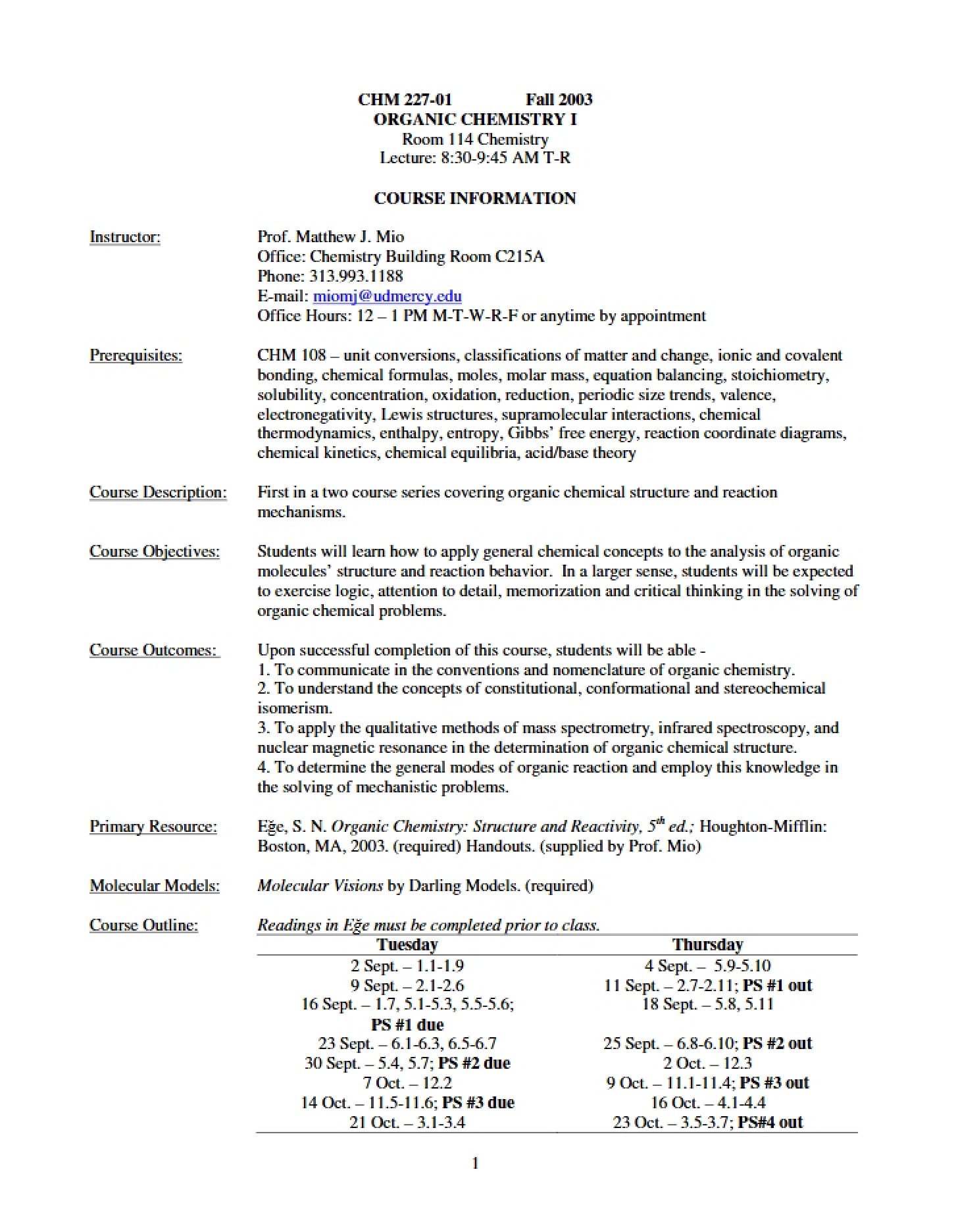 Class Syllabus