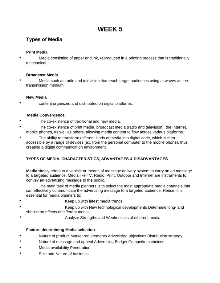 Media and Information Sources - Week 5-6 Notes