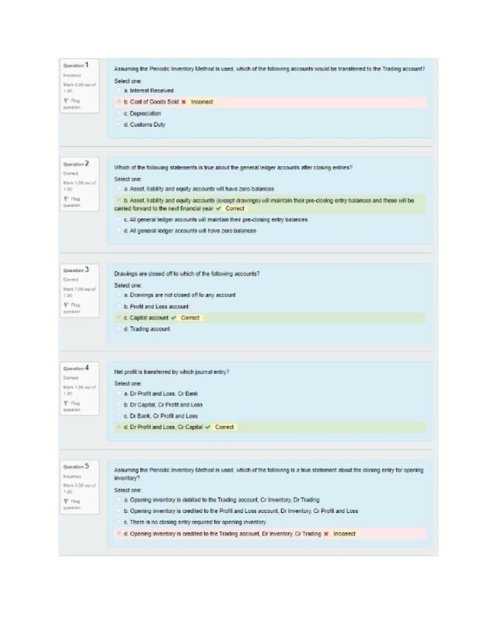 Practice Questions and Answers for Accounting