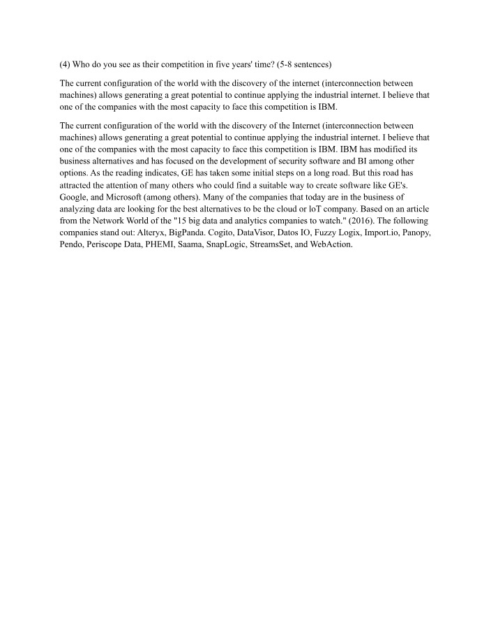 Future Competition in the Industrial Internet - IBM and Google