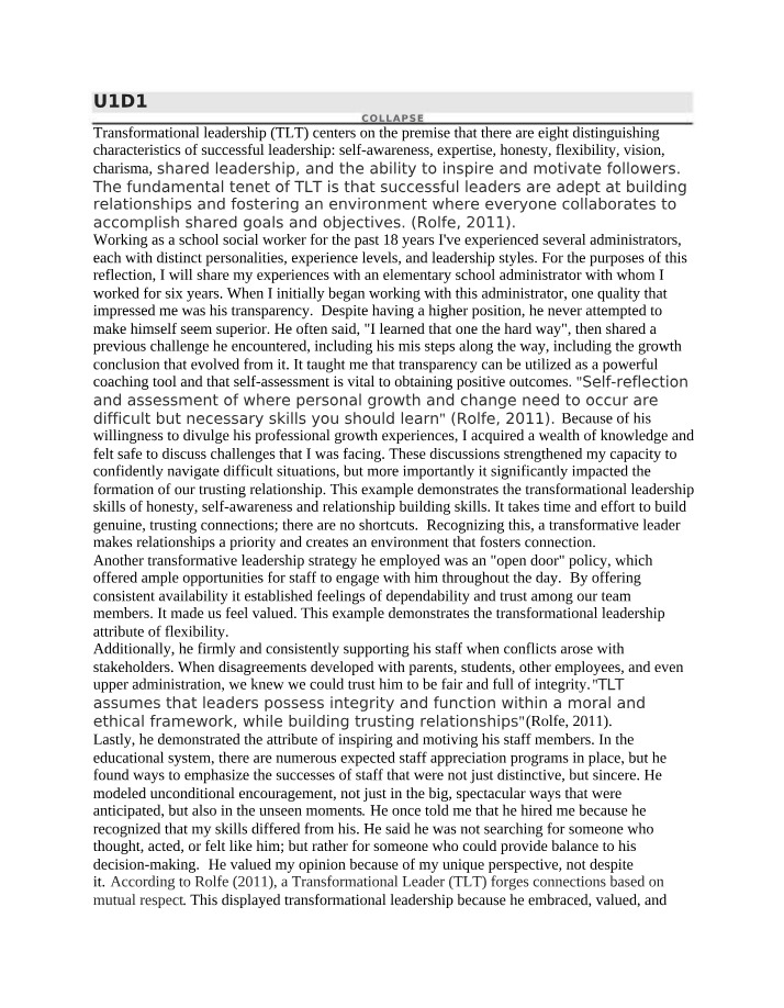 Clinical Supervision Unit 1 Discussion 1