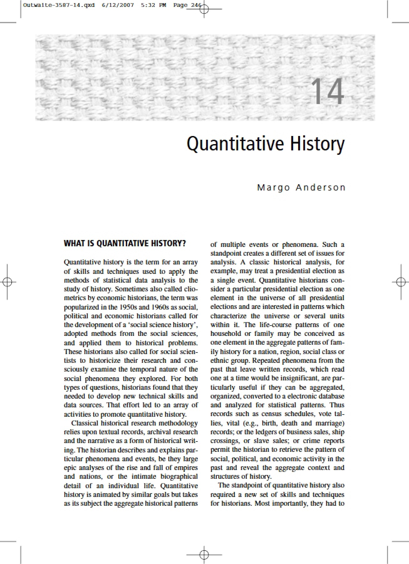 History via Quantitative Methods