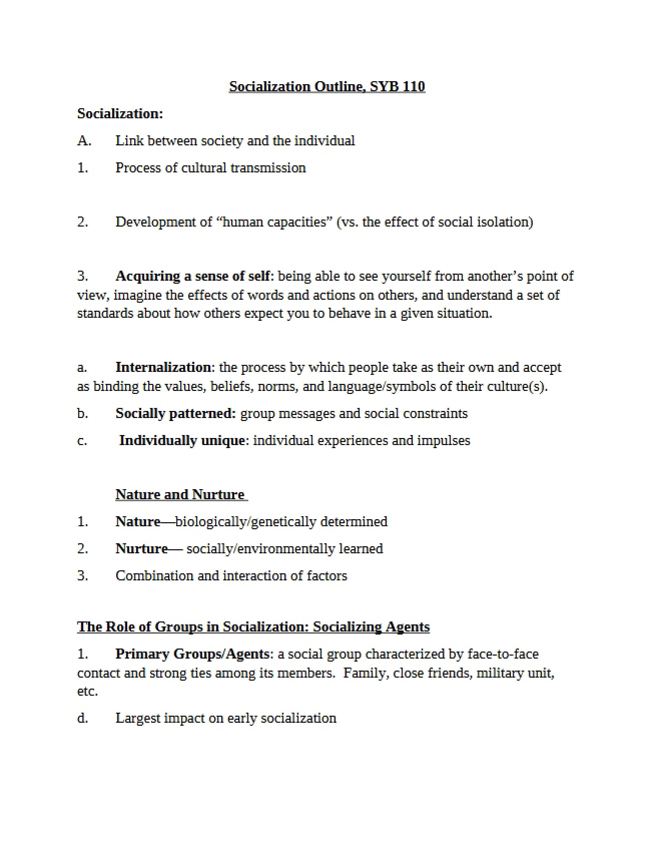 Concepts of Socialization