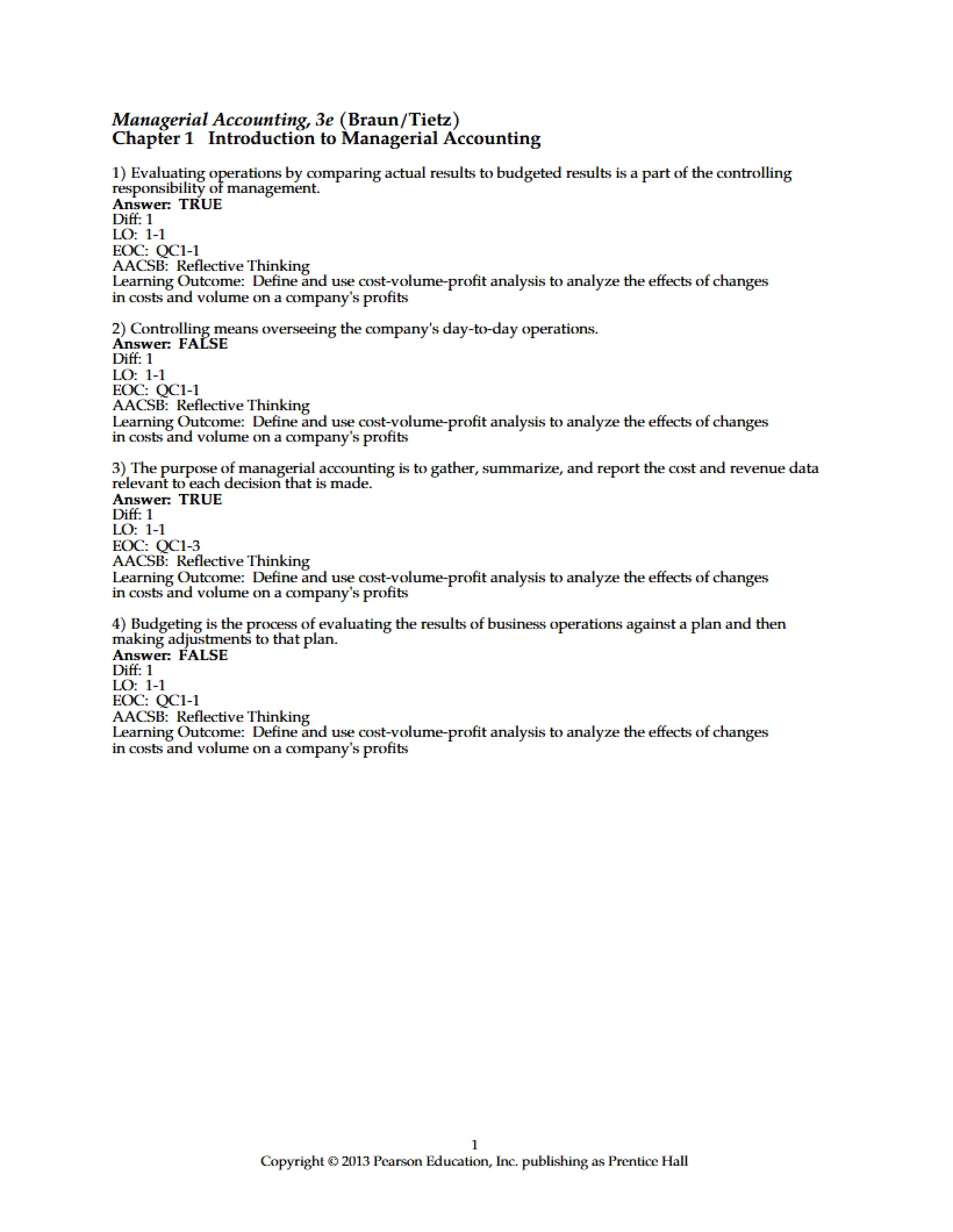 Managerial Accounting Intro (Ch 1)