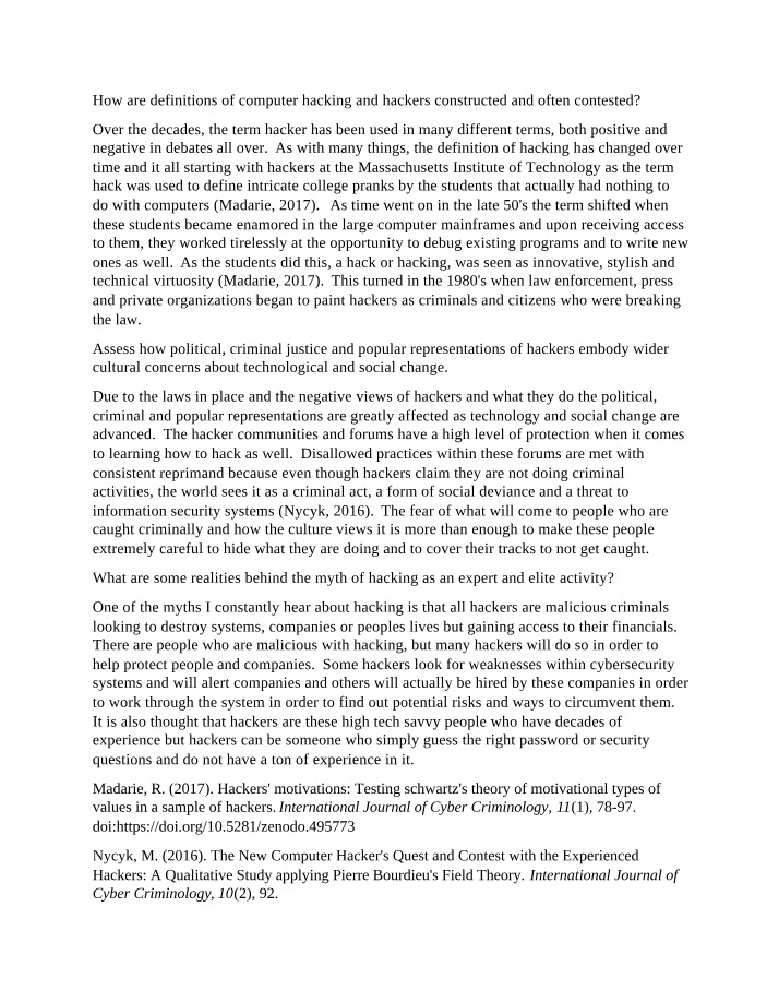 Week 2 Discussion Board