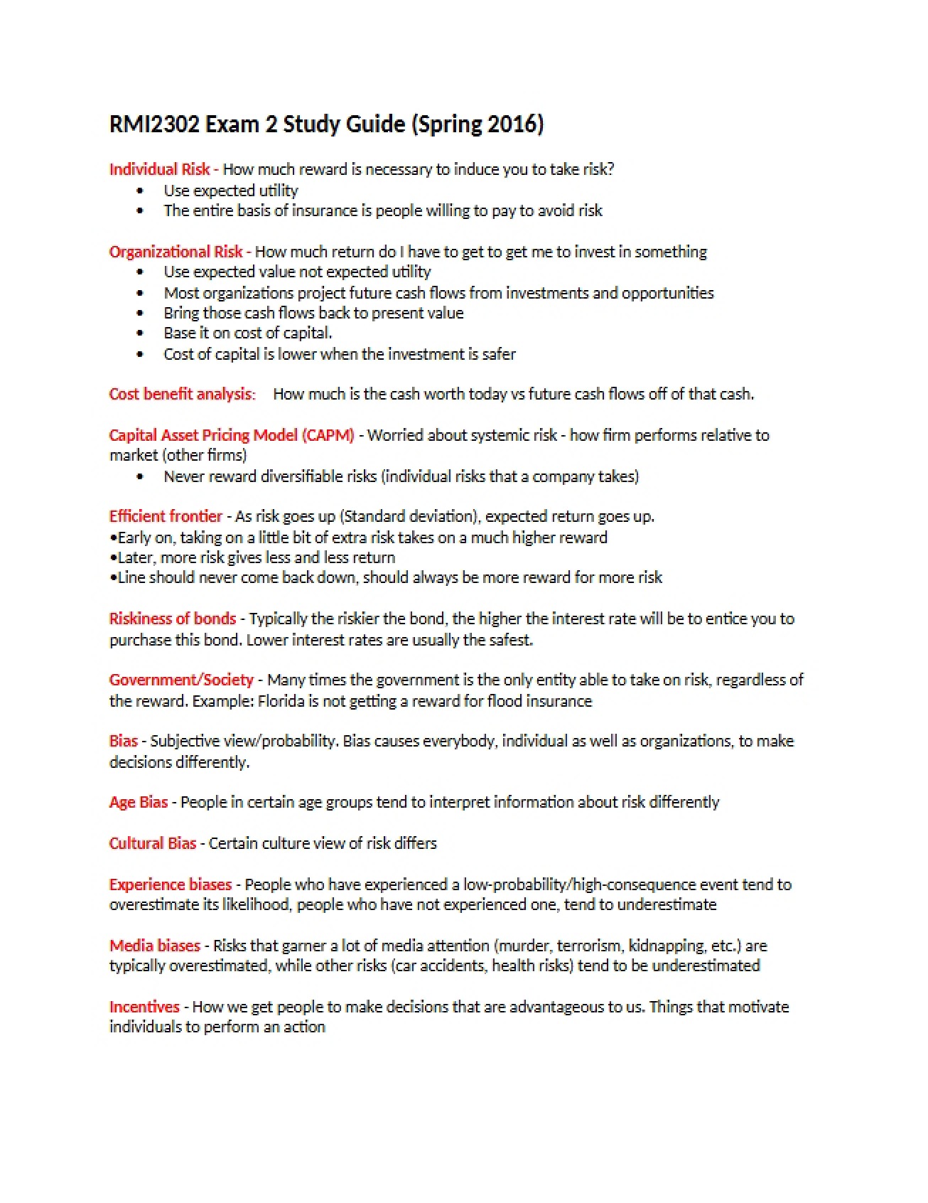 Study Guide - Exam 2
