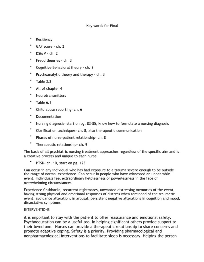 Interventions and Treatment Approaches in Psychiatric Nursing