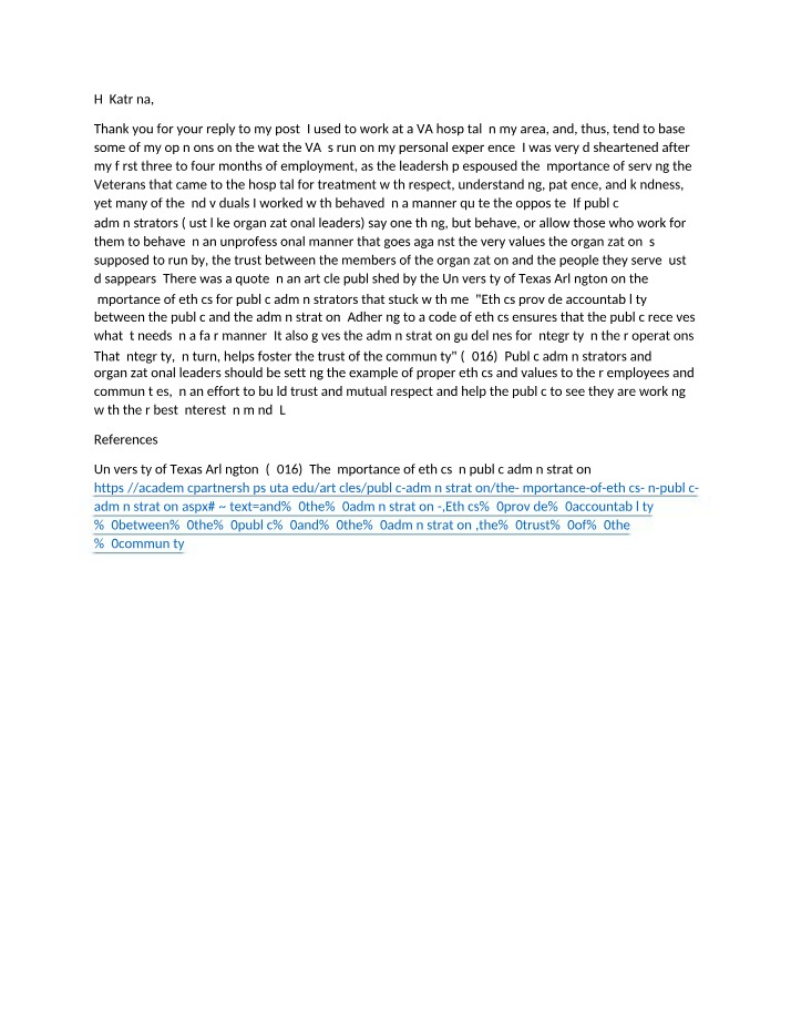 ADM 530 - Discussion Question Response