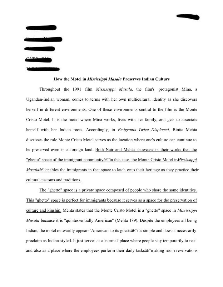 Mississippi Masala - The Role of Monte Cristo Motel in Preserving Indian Culture