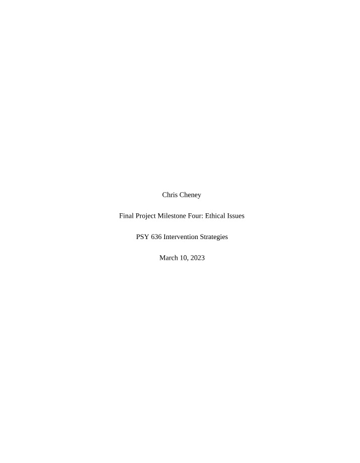 Ethical Issues in RAD and ODD Intervention Strategies