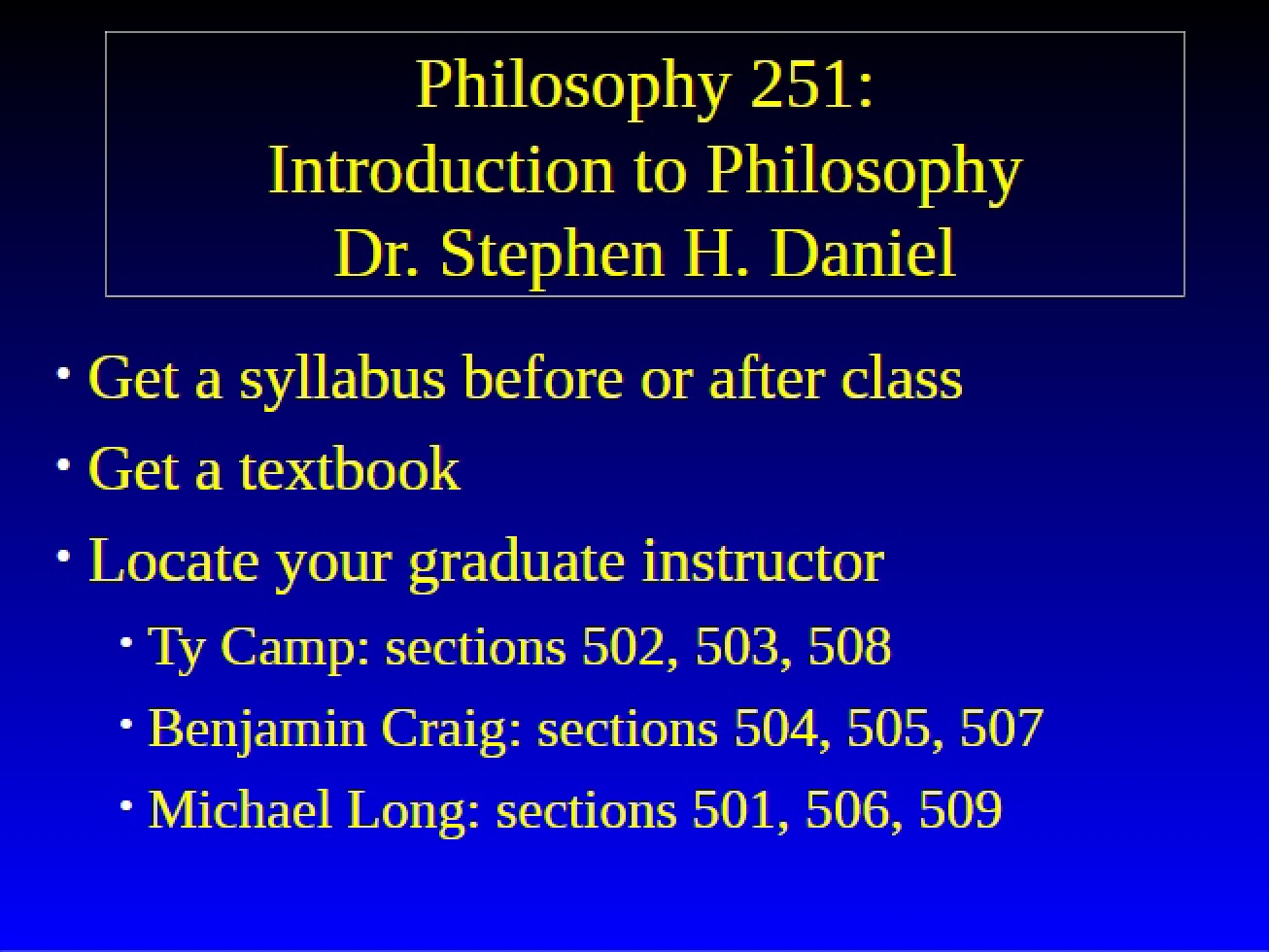 Class Notes from January 7 (2007)