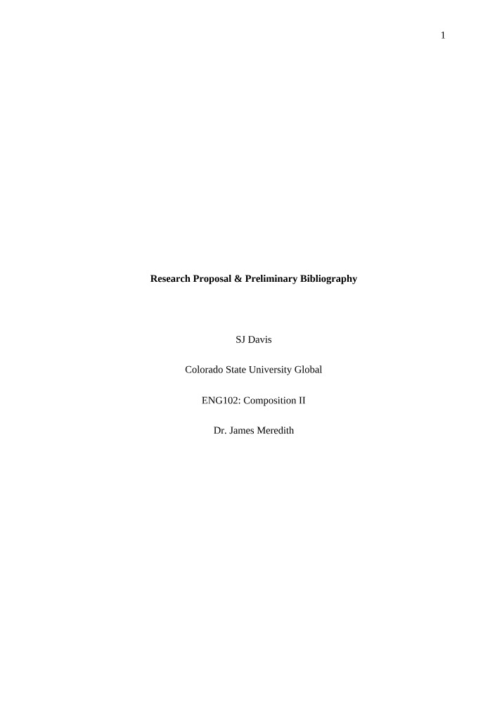 Research Proposal with Preliminary Bibliography