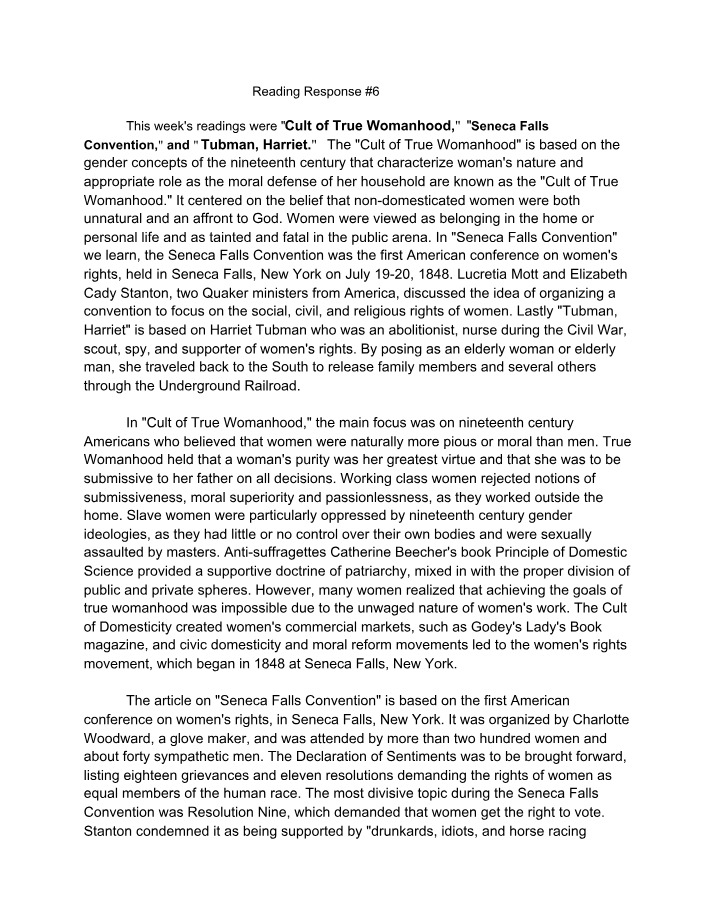 The Cult of True Womanhood and 19th-Century Gender Concepts