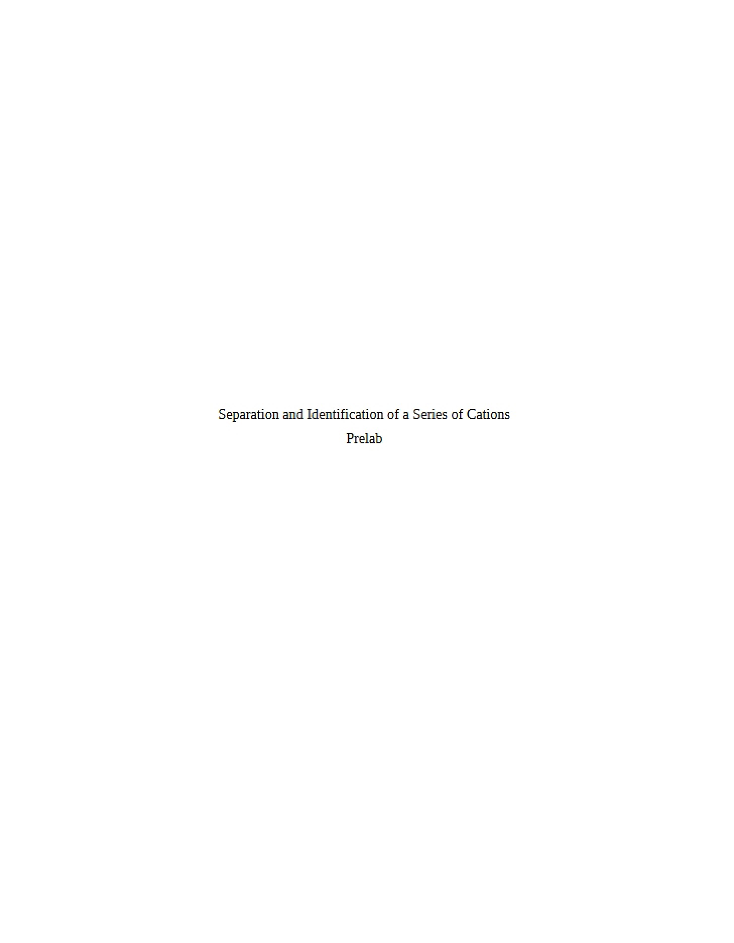 Cation Identification and Separation