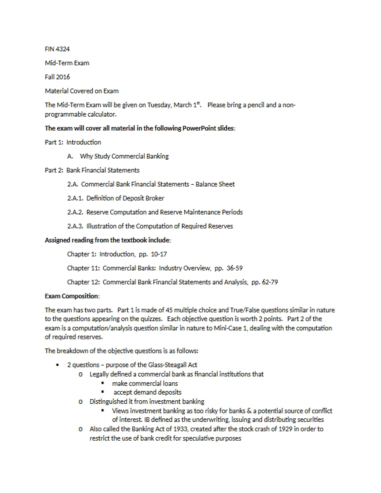 Mid-Term Examination Materials