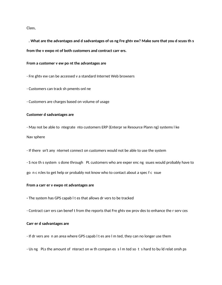 Freightview - Advantages and Disadvantages