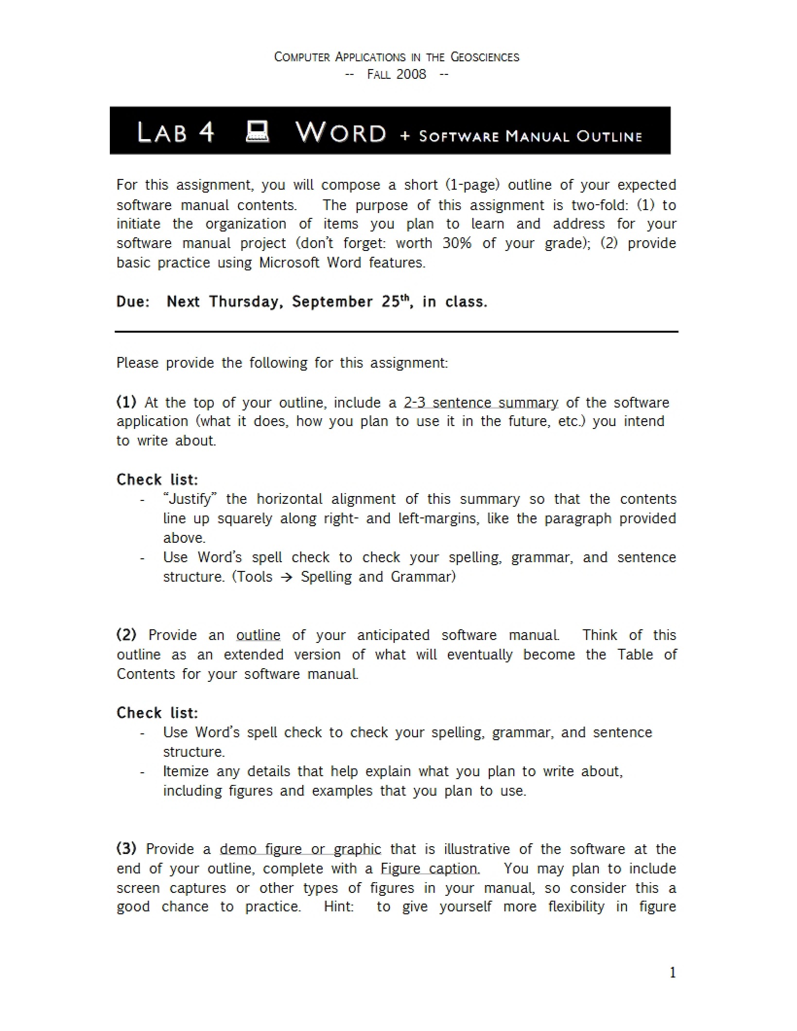Online Software Manual and Word Lab Four