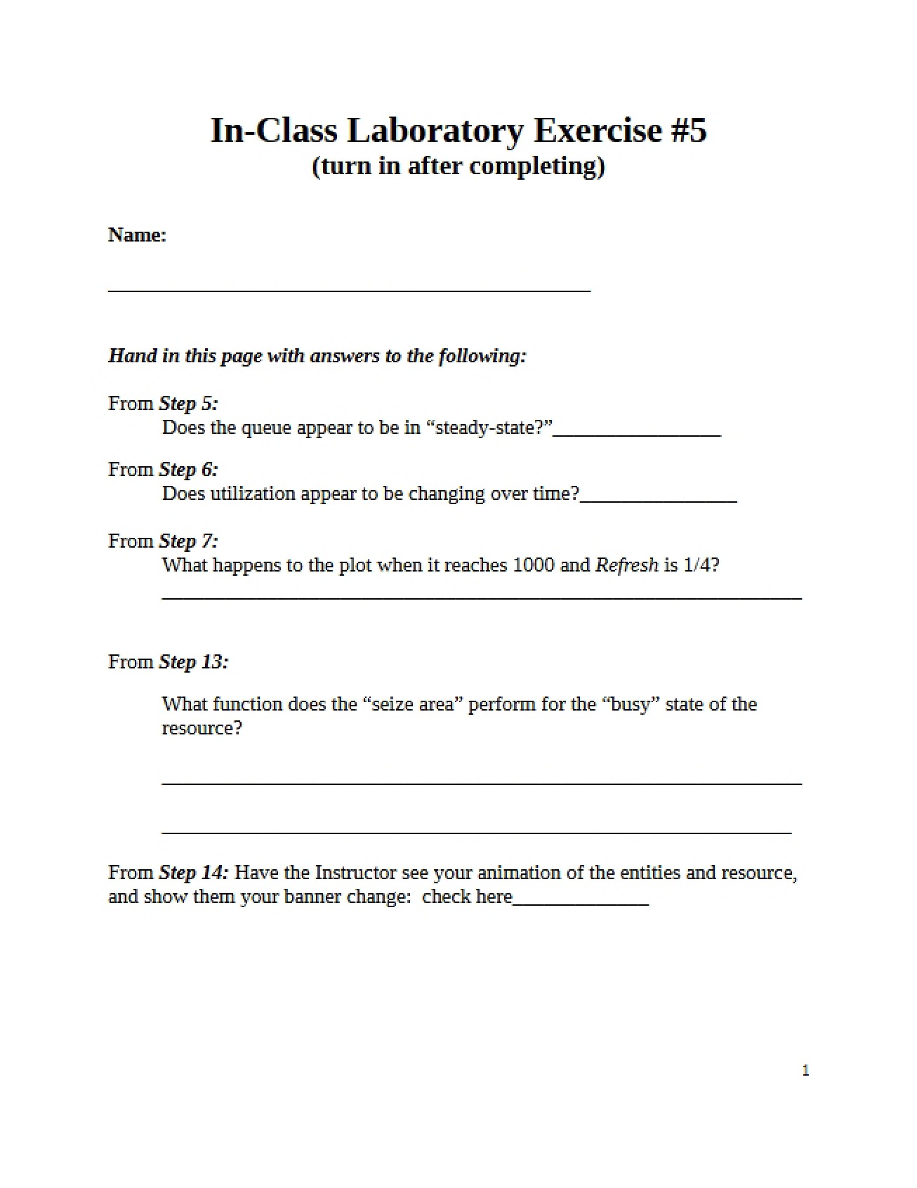 Fifth In-Class Lab Exercise