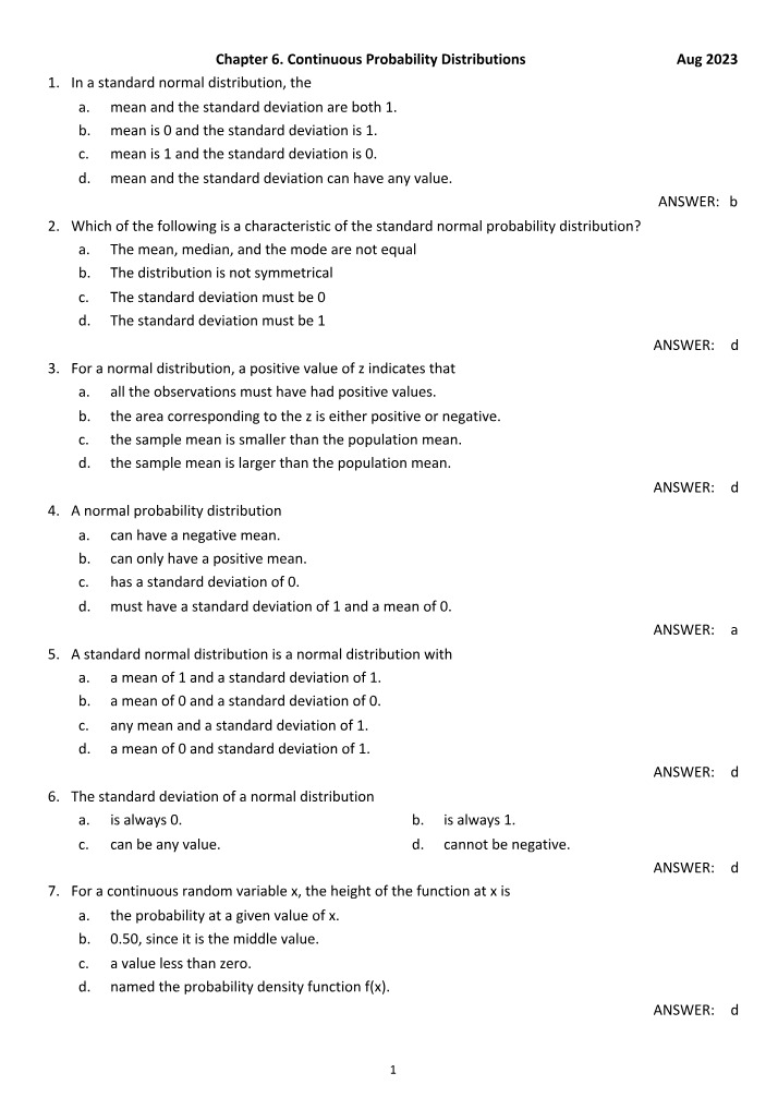 Mean of Continuous Probability Distributions