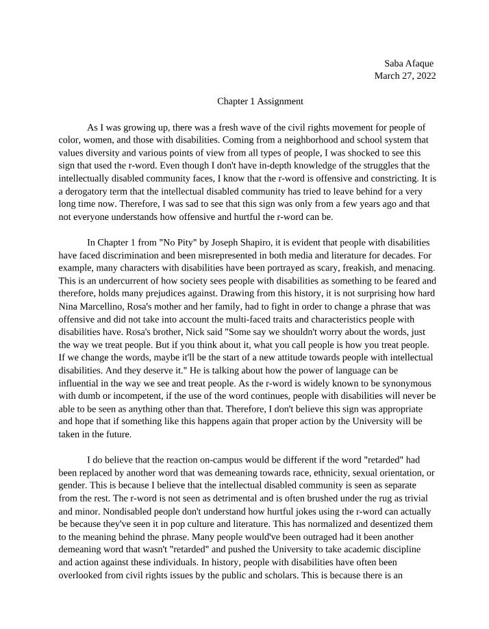 Assignment for Chapter 1