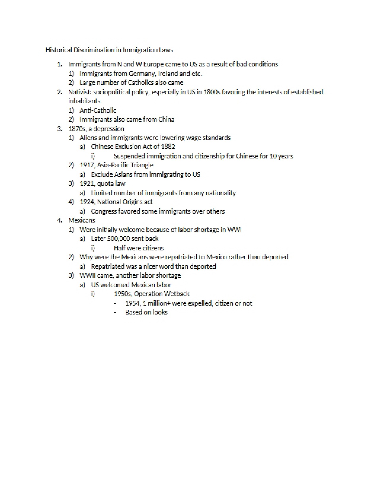 Historical Discrimination in Immigration Laws