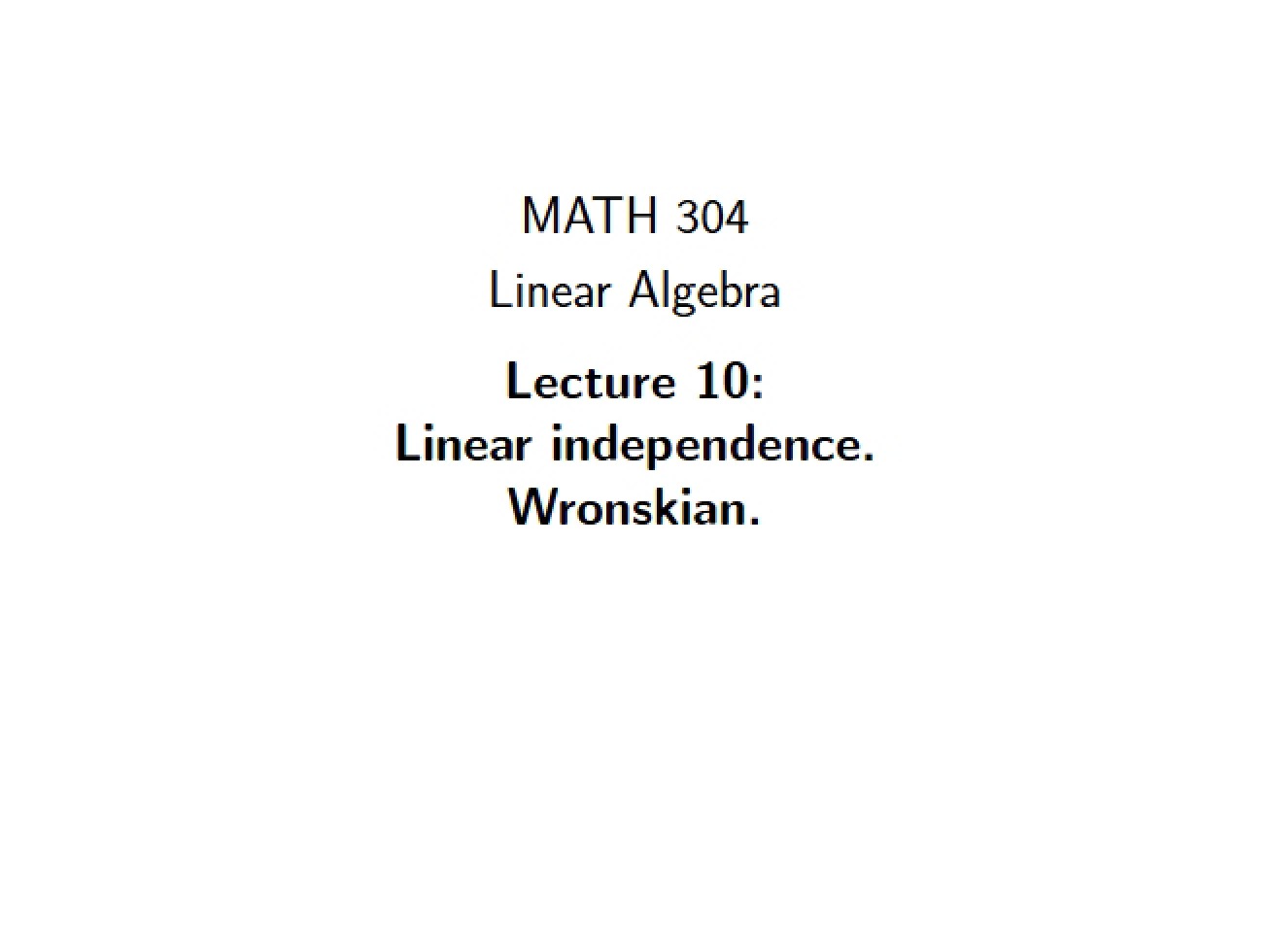 Lecture Number Ten