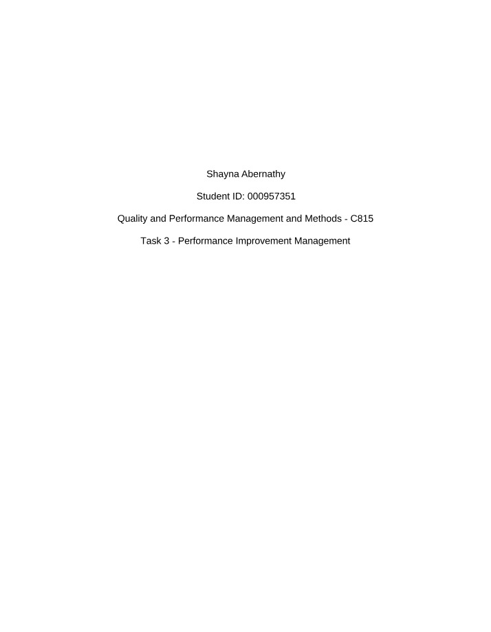 Maintaining Workplace Standards and Performance Improvement