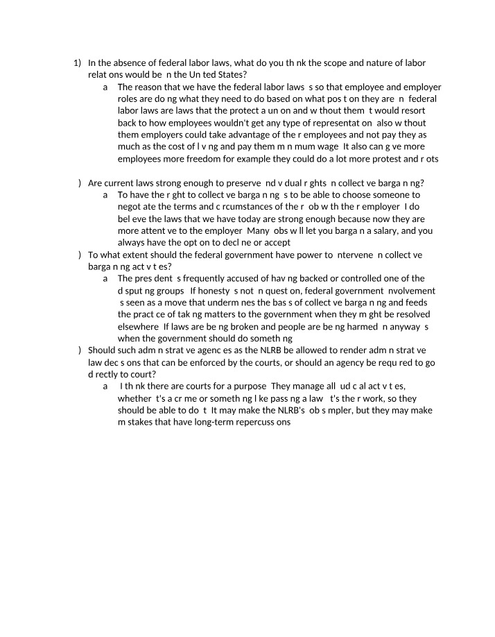 Impact of Federal Labor Laws