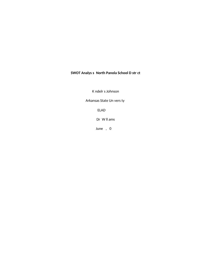SWOT Analysis Paper for ELAD 7573