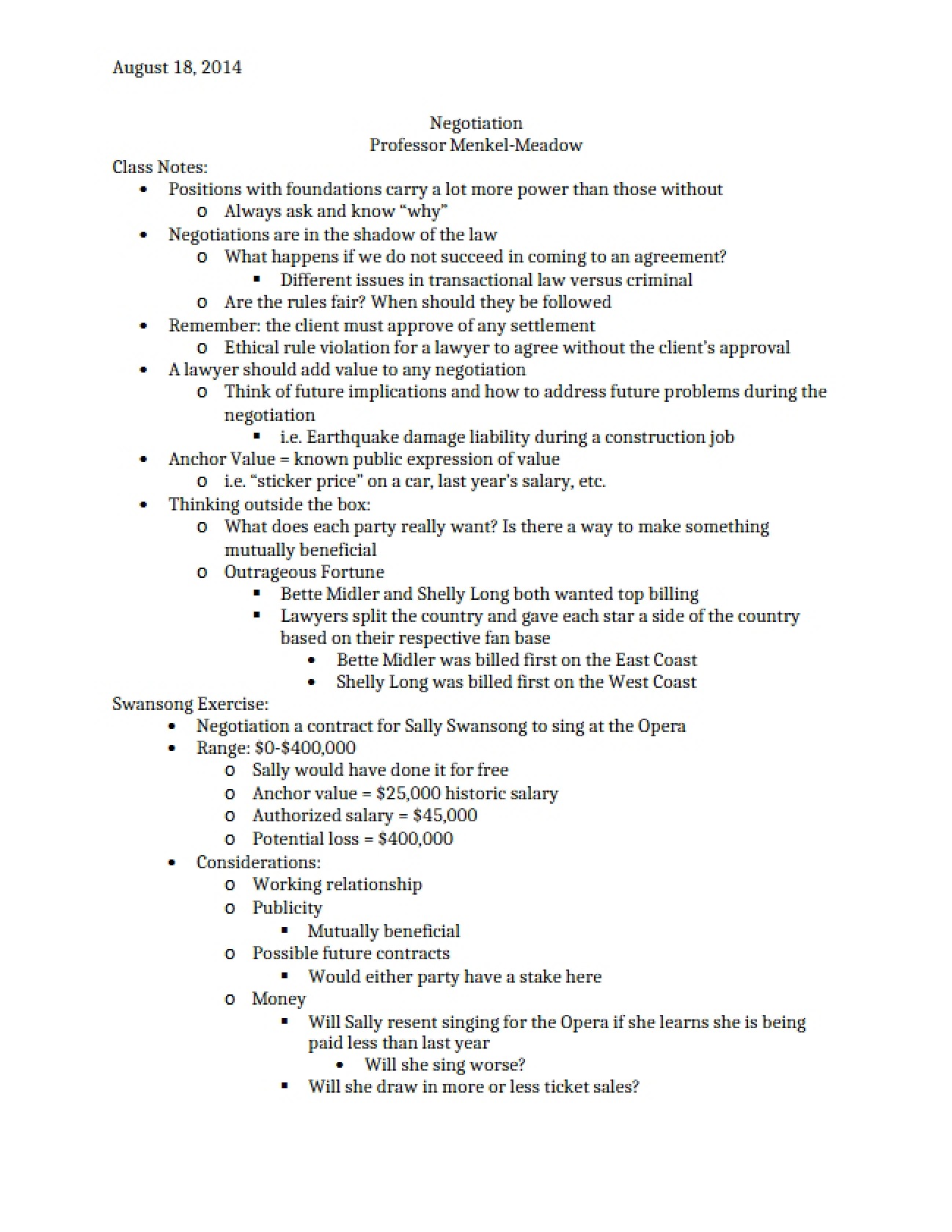 Negotiation Concepts