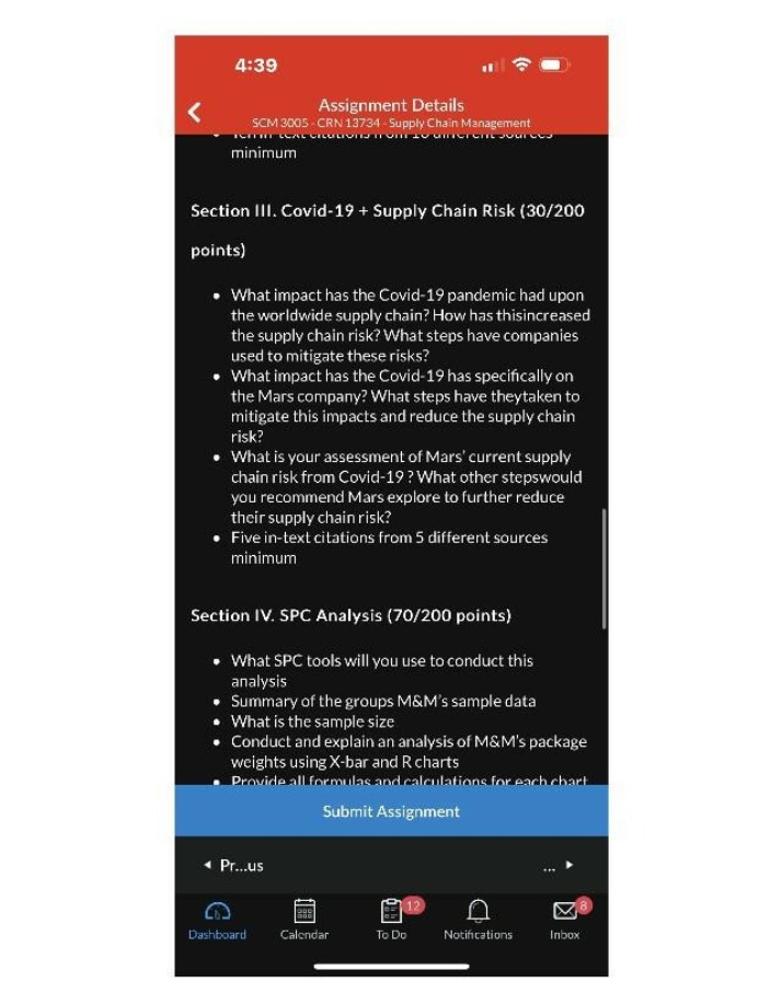 Assignment Details for SCM 3005