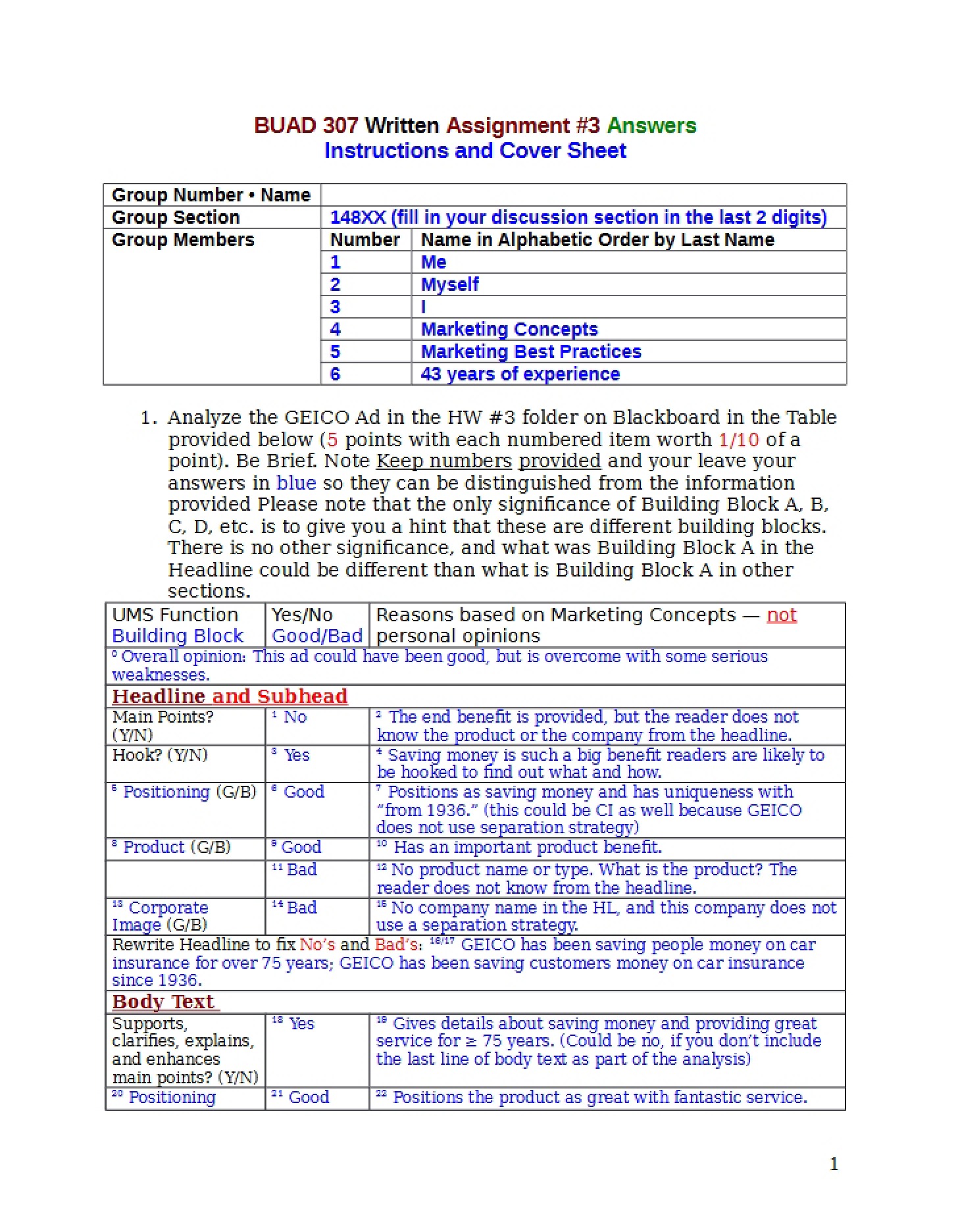 GEICO Assignment Answers (HW 3)