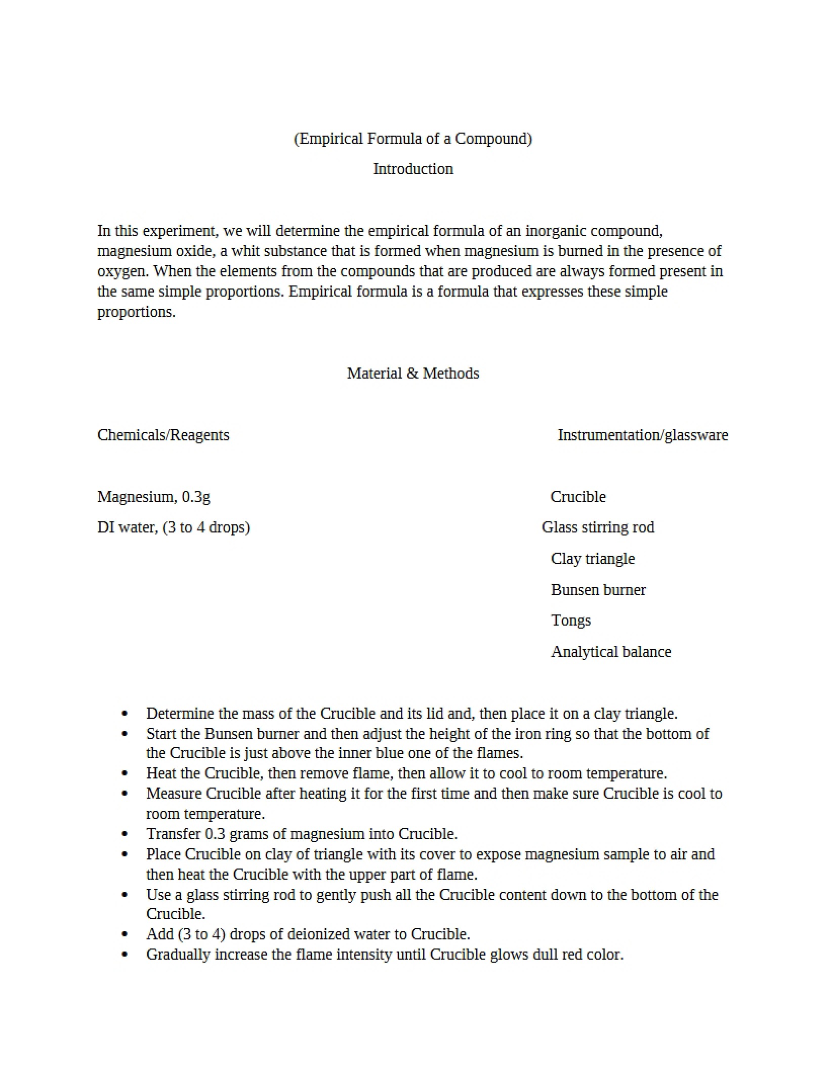 Compound Empirical Formulas