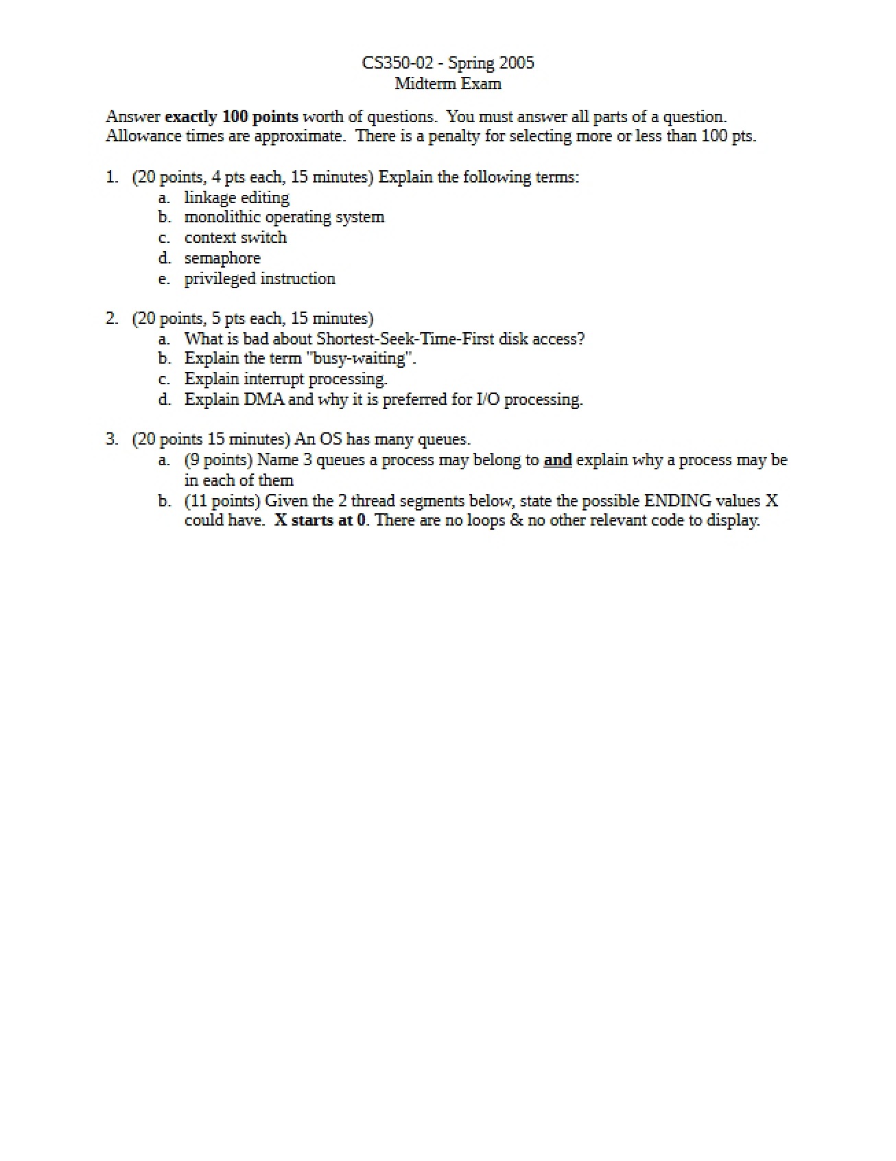 Examination Midterm