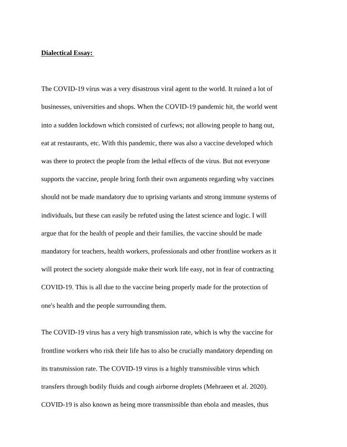 Essay - Dialectical