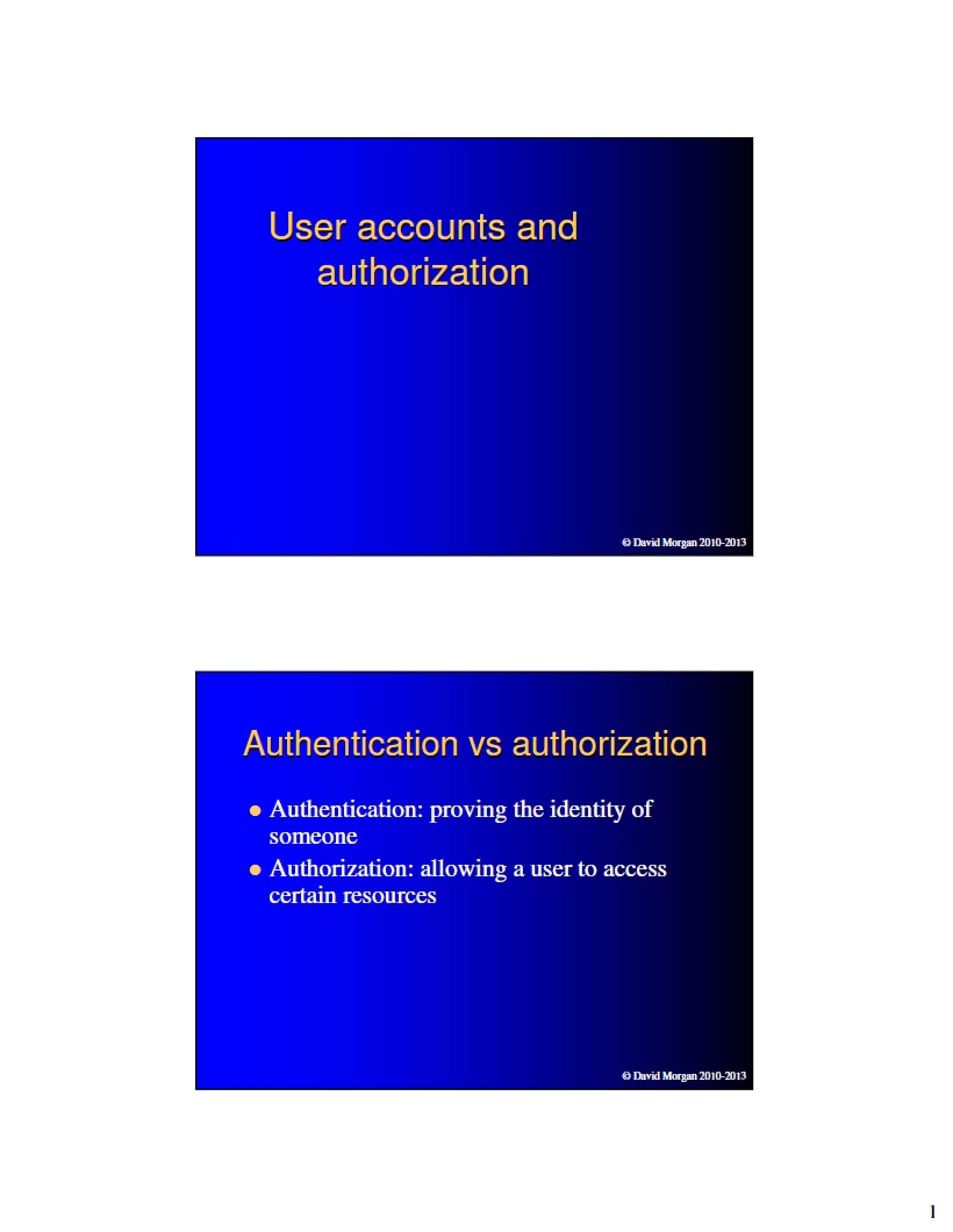 Authorization and User Accounts